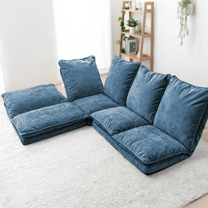 ［3点セット・Bタイプ］ハイバック ローソファ 14段階リクライニング ファブリック生地 ローソファ 座椅子〔15210200〕