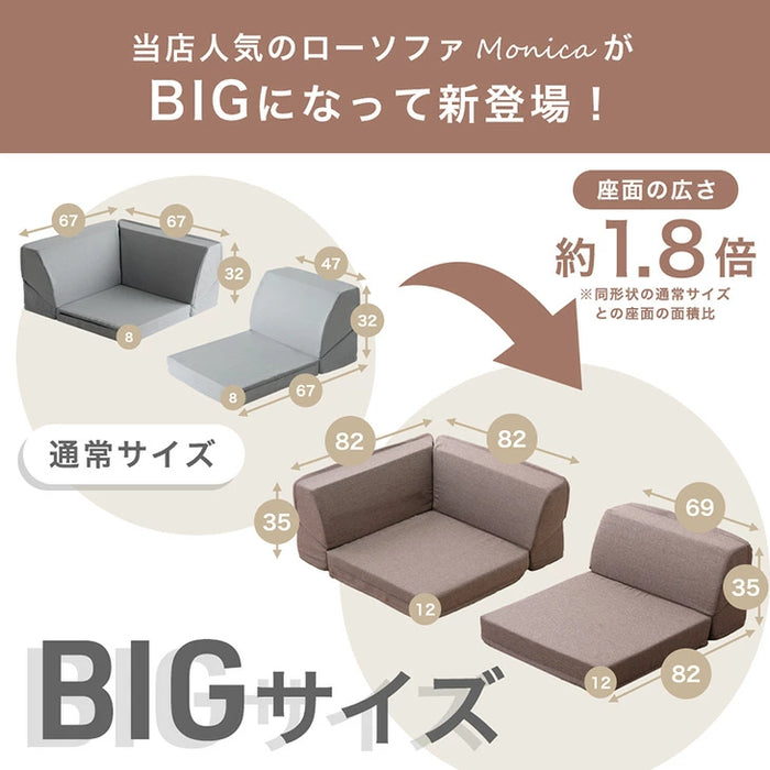 洗える BIGサイズ ローソファ 1.5P 2点セット  カバーリング 2人掛け ロータイプ リクライニング ソファ おしゃれ〔15210196〕