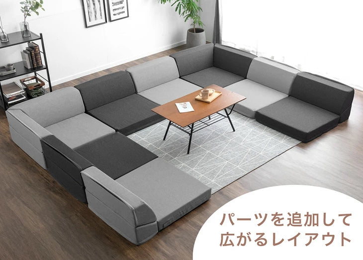 洗える BIGサイズ ローソファ 1.5P 2点セット  カバーリング 2人掛け ロータイプ リクライニング ソファ おしゃれ〔15210196〕