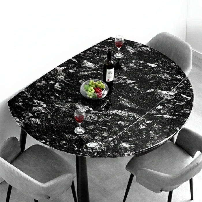 【新発売記念プライス】［幅80/105/130］【玄関渡し】セラミック 3段階伸長式 ダイニングテーブル 単品 円形 伸長式ダイニングテーブル 折りたたみ【超大型商品】〔17000004〕