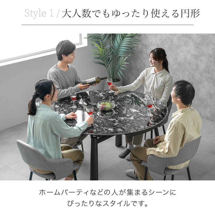 【新発売記念プライス】［幅80/105/130］【玄関渡し】セラミック 3段階伸長式 ダイニングテーブル 単品 円形 伸長式ダイニングテーブル 折りたたみ【超大型商品】〔17000004〕