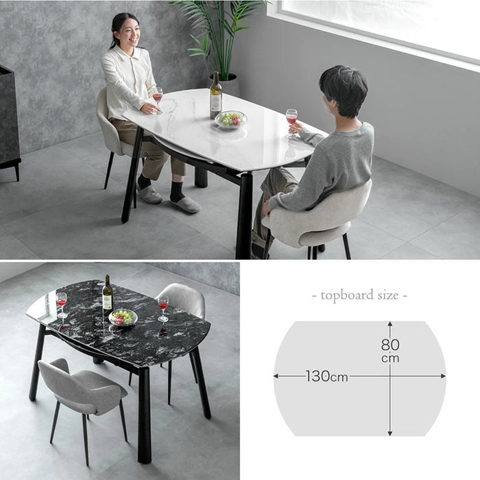 【新発売記念プライス】［幅80/105/130］【玄関渡し】セラミック 3段階伸長式 ダイニングテーブル 単品 円形 伸長式ダイニングテーブル 折りたたみ【超大型商品】〔17000004〕