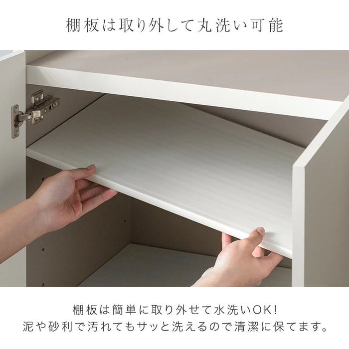 ［幅75cm］シューズボックス 国産 完成品 ロータイプ 大容量 可動棚 扉 日本製 大川家具〔17000005〕