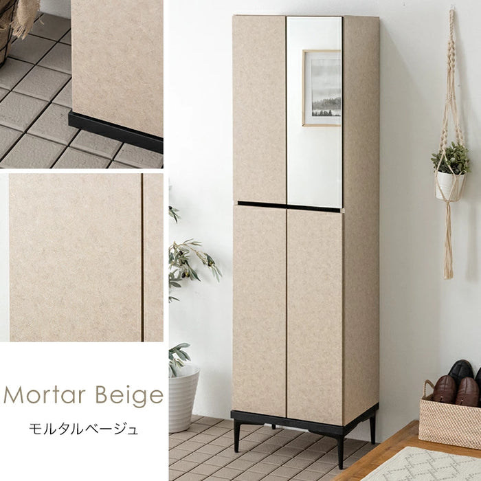 ［幅50］シューズボックス 国産 完成品 ミラー付き 消臭機能付 姿見 下駄箱 ハイタイプ 玄関収納 靴箱【超大型商品】〔17010108〕