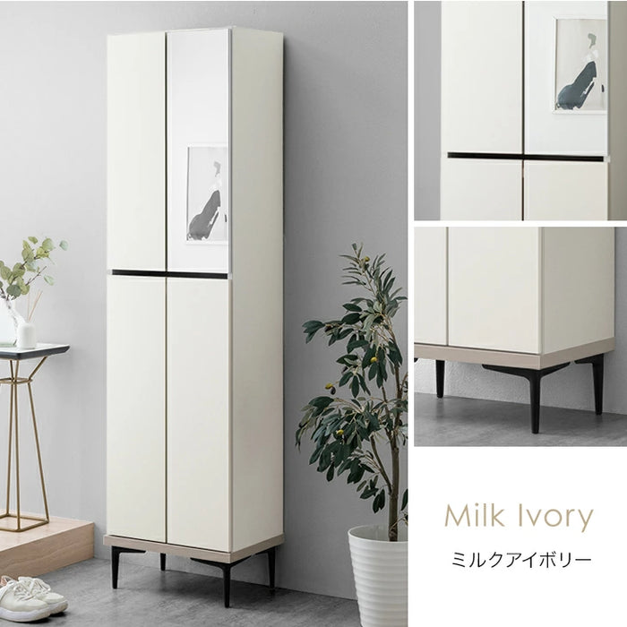 ［幅50］シューズボックス 国産 完成品 ミラー付き 消臭機能付 姿見 下駄箱 ハイタイプ 玄関収納 靴箱【超大型商品】〔17010108〕