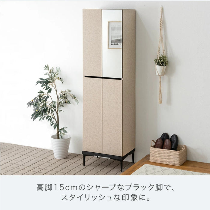 ［幅50］シューズボックス 国産 完成品 ミラー付き 消臭機能付 姿見 下駄箱 ハイタイプ 玄関収納 靴箱【超大型商品】〔17010108〕