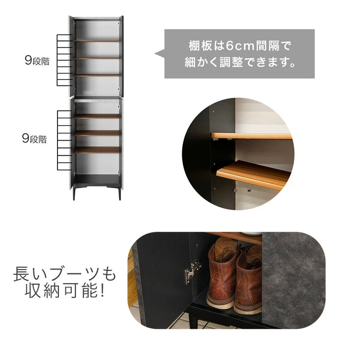 ［幅50］シューズボックス 国産 完成品 ミラー付き 消臭機能付 姿見 下駄箱 ハイタイプ 玄関収納 靴箱【超大型商品】〔17010108〕