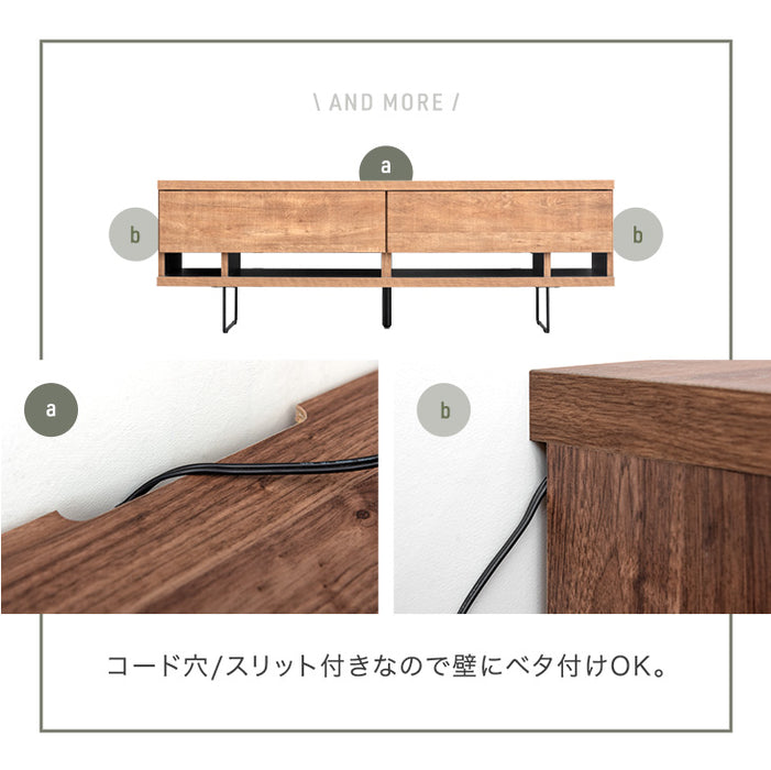 [幅150] 電源タップ&背面収納付 テレビ台 大川家具 完成品 ローボード 脚付き 木製 引き出し【超大型商品】〔17100036〕
