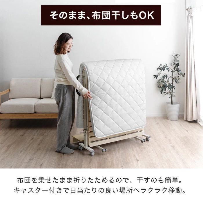 宮付き 折りたたみベッド 2口コンセント付 耐荷重300kg コンパクト 桐