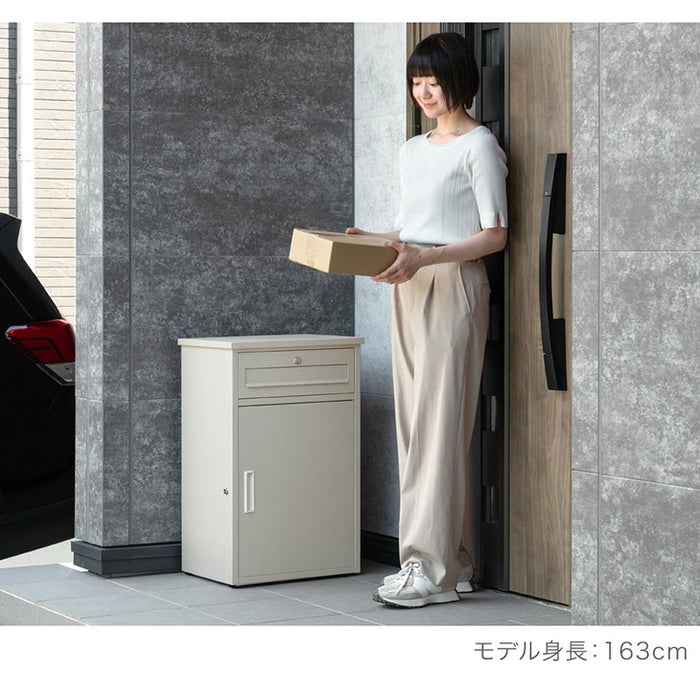 【BF限定プライス】《完成品でお届け》 LIVBOX ーリブボックスー ポスト一体型 宅配ボックス 鍵付き 大容量96L 置き配 防水 指示マグネット付 組立不要〔17600167〕