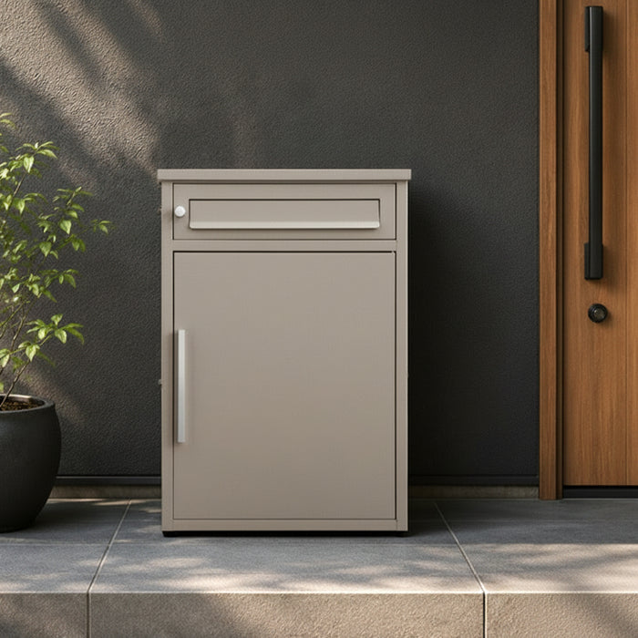 《75Lタイプ》ポスト一体型 宅配ボックス 完成品 鍵付き 大容量75L 置き配 防水 指示マグネット付 組立不要 LIVBOX ーリブボックスー〔93800001〕