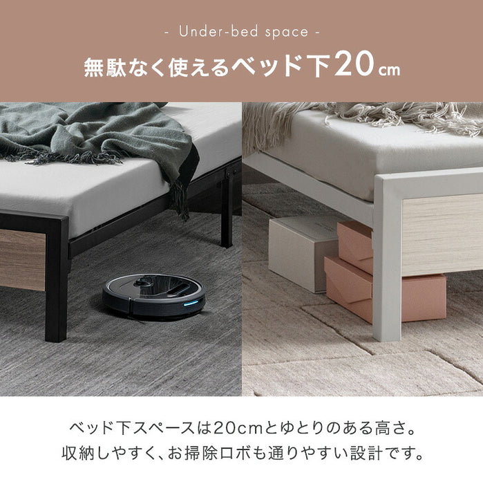 ［シングル］特許出願中 超スピード組立 ベッド フレーム 高耐荷重 2コンセント付 スチールベッド 宮棚付き〔17600195〕