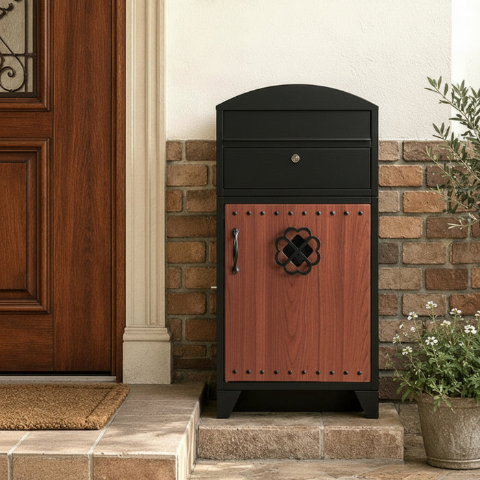 LIVBOX ーリブボックスー レトロカントリー 宅配ボックス ポスト一体型 大容量 100L 鍵付き LIVBOX リブボックス 一戸建て用〔17600207〕