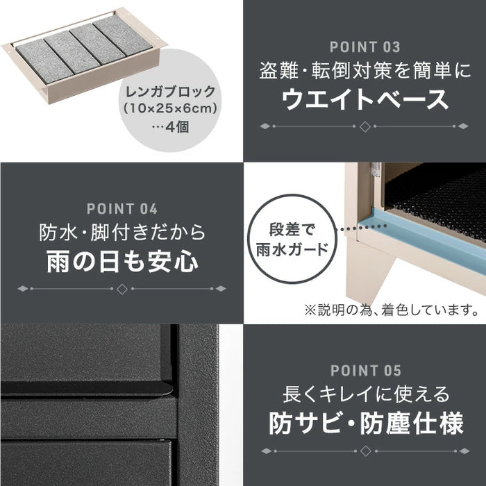 【新発売記念プライス】宅配ボックス 押し込み式 複数投函 OK 大容量 100L LIVBOX プッシュキー 一戸建て用〔17600208〕
