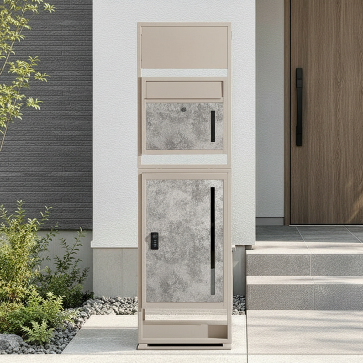 LIVBOX 門柱 ポスト一体型 宅配ボックス 大容量101L 複数投函OK ゼロ