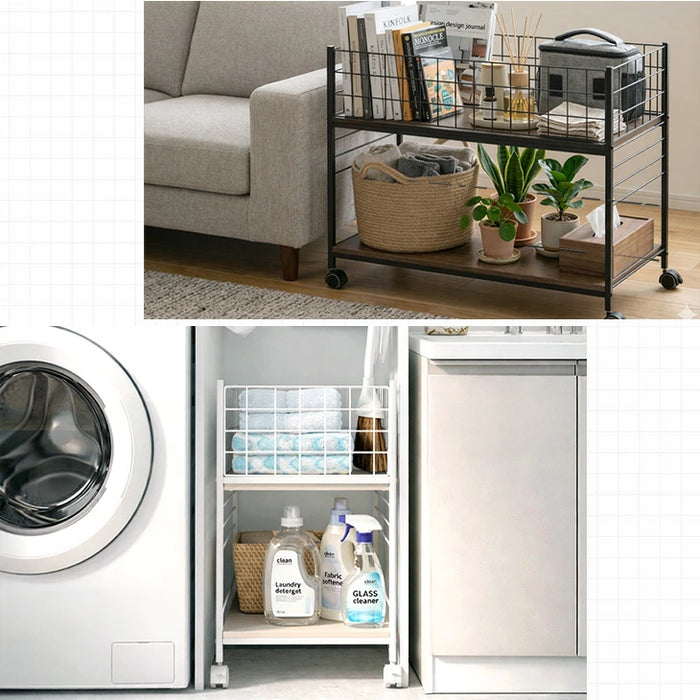 【新発売記念プライス】［幅44cm］2台セット 押入れ収納 キャスター付き 2段 大容量 高さ調節 スチール クローゼット収納〔99900125〕