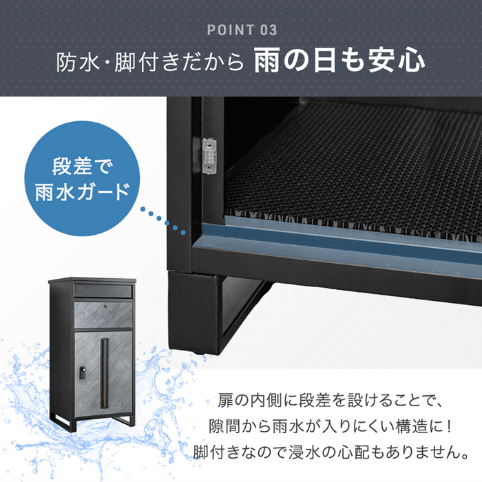 LIVBOX ーリブボックスー 宅配ボックス 押し込み式 ポスト一体型 大容量 135L ゼロリターン 脚付き〔17600226〕