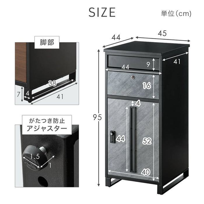 【新発売記念プライス】押し込み式 宅配ボックス ポスト一体型 大容量 135L ゼロリターン 脚付き〔17600226〕