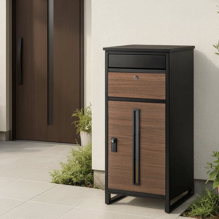 宅配ボックス 押し込み式 ポスト一体型 大容量 135L ゼロリターン 脚