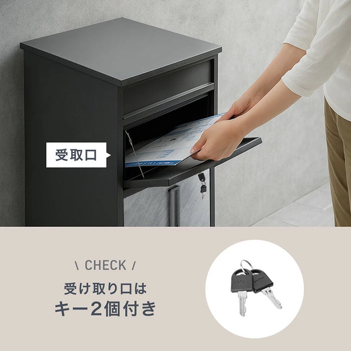 【新発売記念プライス】押し込み式 宅配ボックス ポスト一体型 大容量 135L ゼロリターン 脚付き〔17600226〕