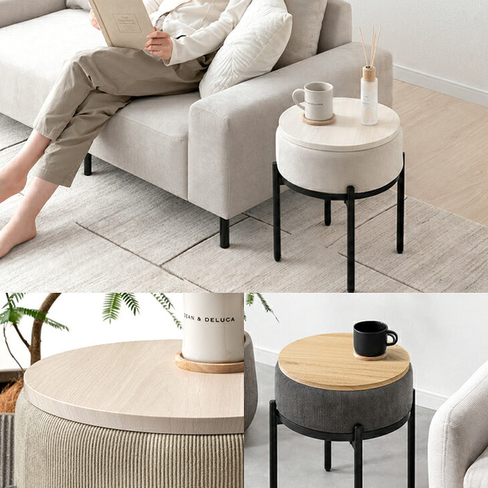 ［1脚］4WAY スツール サイドテーブル クッション スタッキング 完成品〔17600238〕