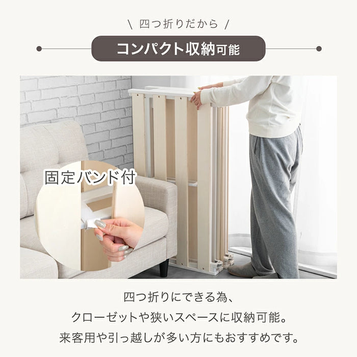 [セミダブル] 組み立て“超ラク” 折りたたみ すのこベッド 四つ折り 天然木 高さ調整 すのこ フレーム〔17620122〕