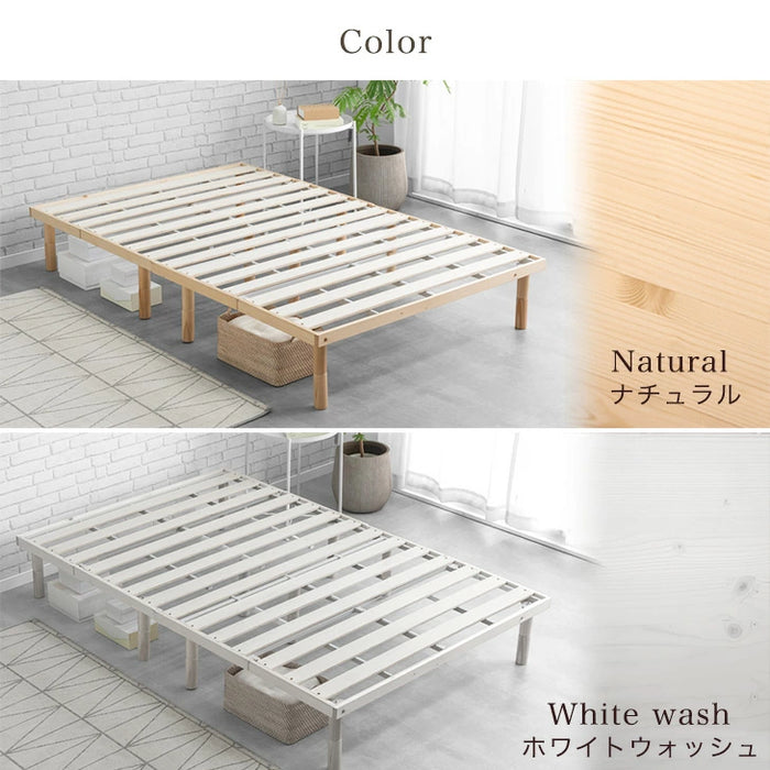 ［シングル］組み立て“超ラク” 折りたたみ すのこベッド 四つ折り 天然木 高さ調整 すのこ フレーム〔17620121〕