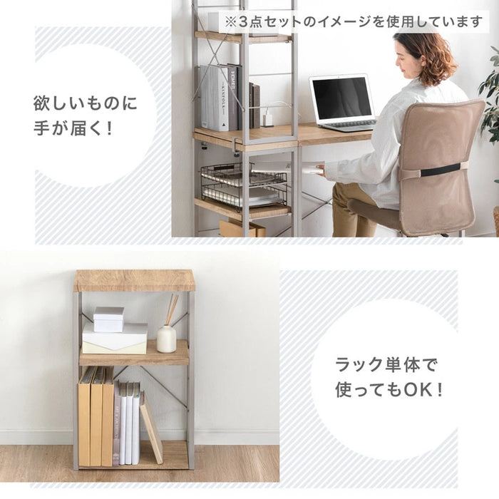 ラック付き デスク 組み換えOK 2点セット コンセント付き サイドラック L字 収納付き 机〔17630129〕