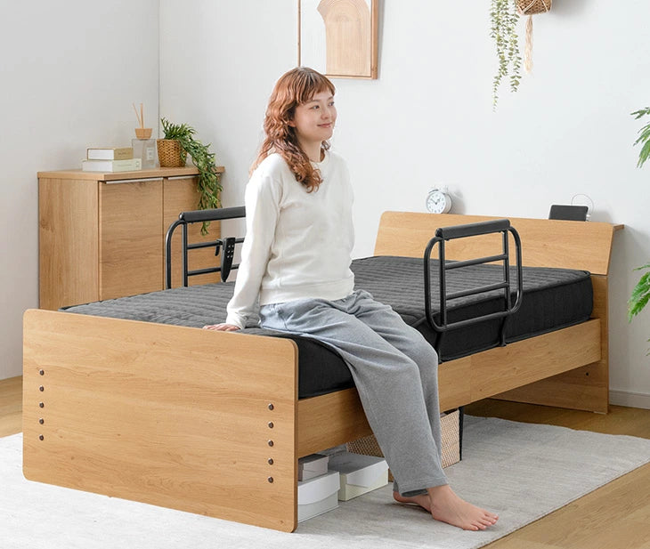 【新発売記念プライス】宮付き電動ベッド シングル フレーム単品 2モーター リクライニング 介護ベッド 北欧 おしゃれ【搬入設置込み】【超大型商品】〔99900224〕
