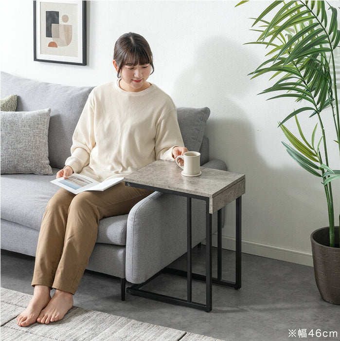 マリオ トレー付きサイドテーブル 2way サイドテーブル ナイトテーブル ［奥行30cm］ コの字型 スリム