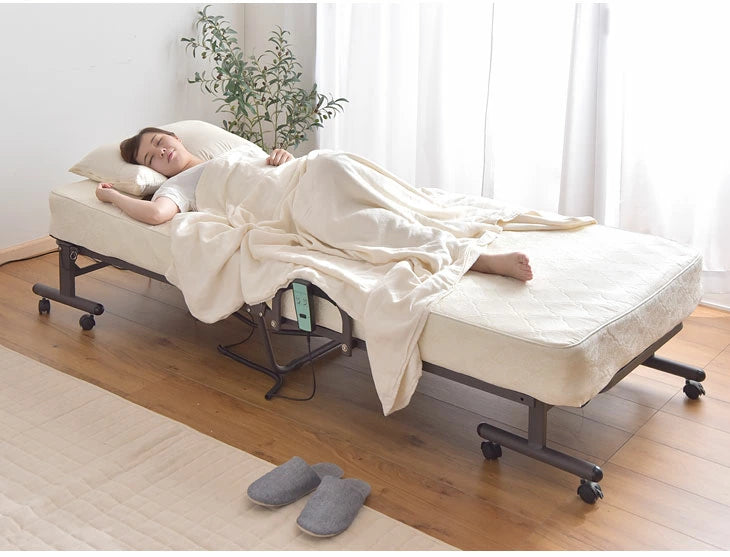 [シングル] 電動ベッド リクライニング ボンネルコイル 完成品 高反発 折りたたみ【超大型商品】 〔17710040〕