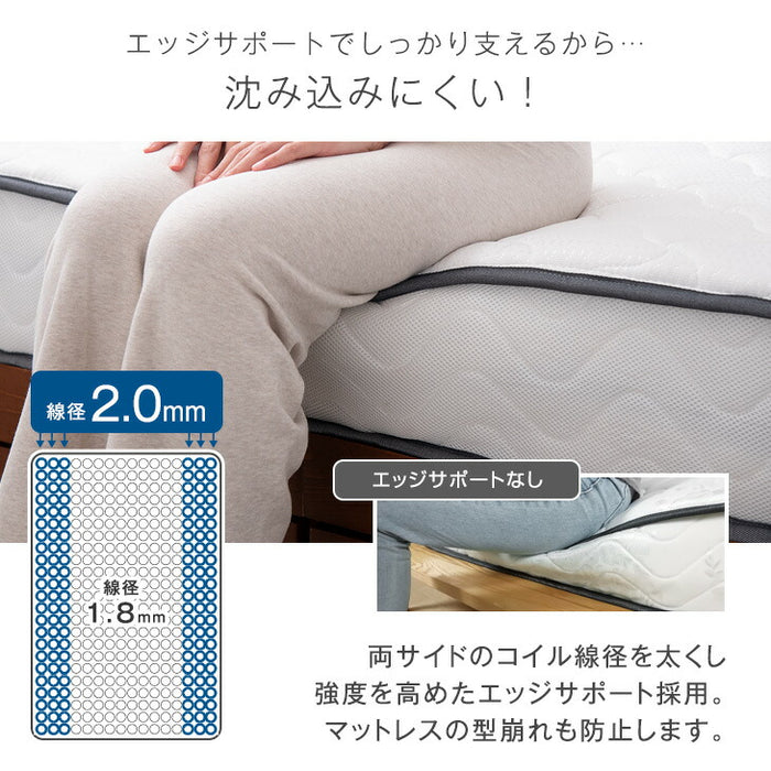 ［シングル］トリプルエッジサポート ポケットコイルマットレス 厚み22cm エコテックス生地 シックハウス対策 3Dメッシュ 〔17800006〕