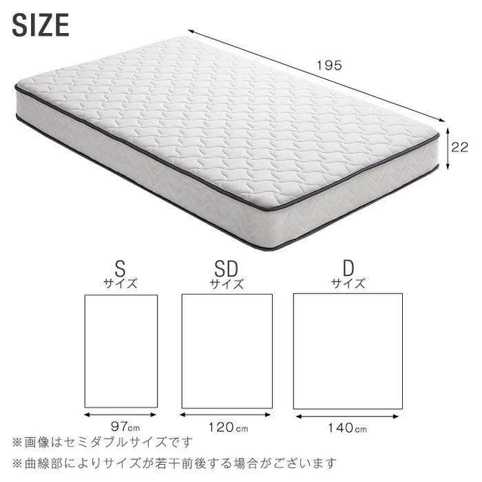 ［シングル］超大容量 収納ベッド マットレスセット ポケットコイル 宮棚 2コンセント 頑丈 引き出し ベッド〔S0000014〕