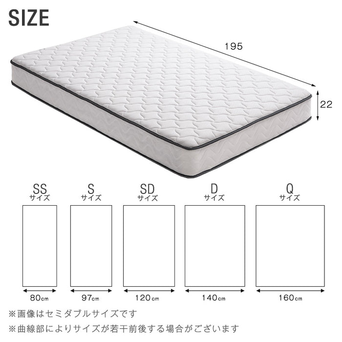 [セミシングル] トリプルエッジサポート ポケットコイルマットレス 厚み22cm エコテックス生地 シックハウス対策 3Dメッシュ〔17800147〕