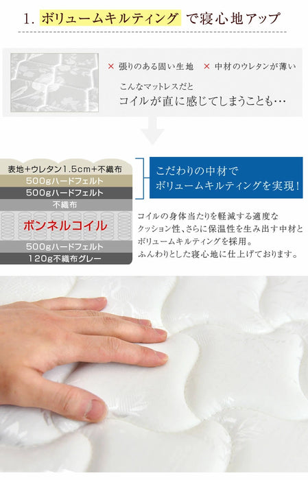 ［シングル］ステージベッド マットレスセット ボンネルコイルコイル シンプル ベッド下収納 ローベッド〔49600927〕