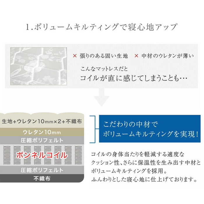 ［セミダブル］収納付きベッド ボンネルコイルマットレス付き スマホスタンド＆USB・コンセント付き おしゃれ〔73400011〕