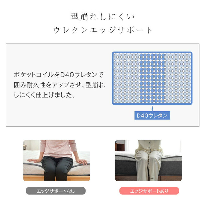 ［セミダブル］極厚28cm ポケットコイルマットレス ピロートップ アロエ加工生地 3ゾーン構造 10年保証 圧縮 梱包〔17800168〕