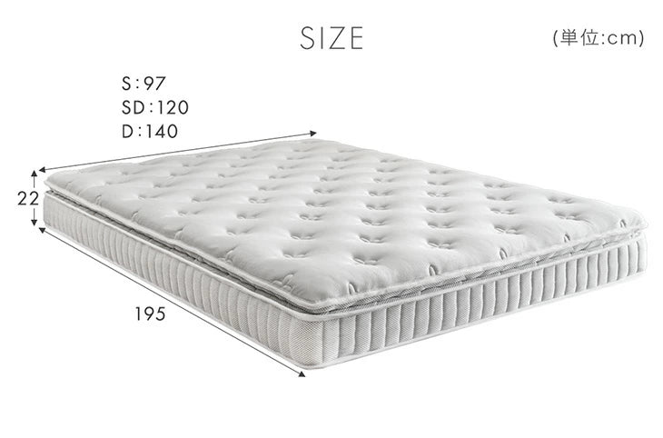 【新発売記念プライス】［シングル］ 贅沢ホテル仕様 ピロートップ ポケットコイル マットレス 22cm トリプルエッジサポート 抗菌 防臭 防ダニ〔17800253〕