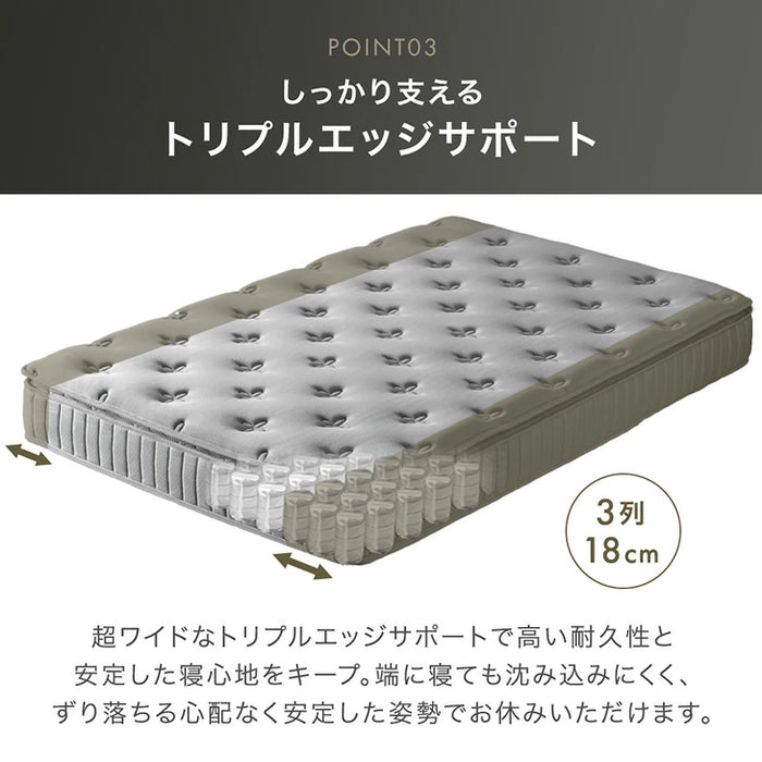 【新発売記念プライス】［シングル］ 贅沢ホテル仕様 ピロートップ ポケットコイル マットレス 22cm トリプルエッジサポート 抗菌 防臭 防ダニ〔17800253〕