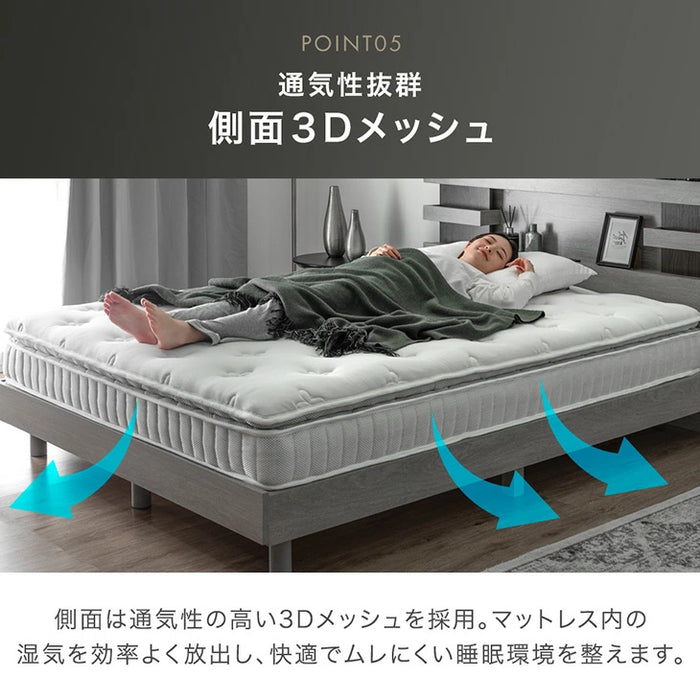 【新発売記念プライス】［シングル］ 贅沢ホテル仕様 ピロートップ ポケットコイル マットレス 22cm トリプルエッジサポート 抗菌 防臭 防ダニ〔17800253〕