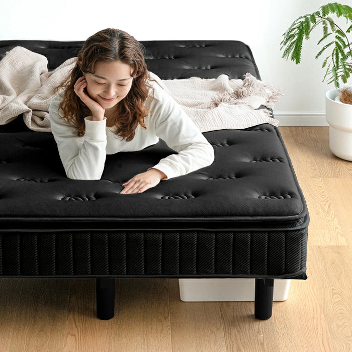 【新発売記念プライス】［ダブル］贅沢ホテル仕様 ピロートップ 脚付きマットレス ボンネルコイル 組立簡単 抗菌 防臭 防ダニ 〔17800258〕