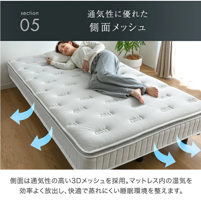 【新発売記念プライス】［セミダブル］贅沢ホテル仕様 ピロートップ 脚付きマットレス ボンネルコイル 組立簡単 抗菌 防臭 防ダニ 〔17800257〕