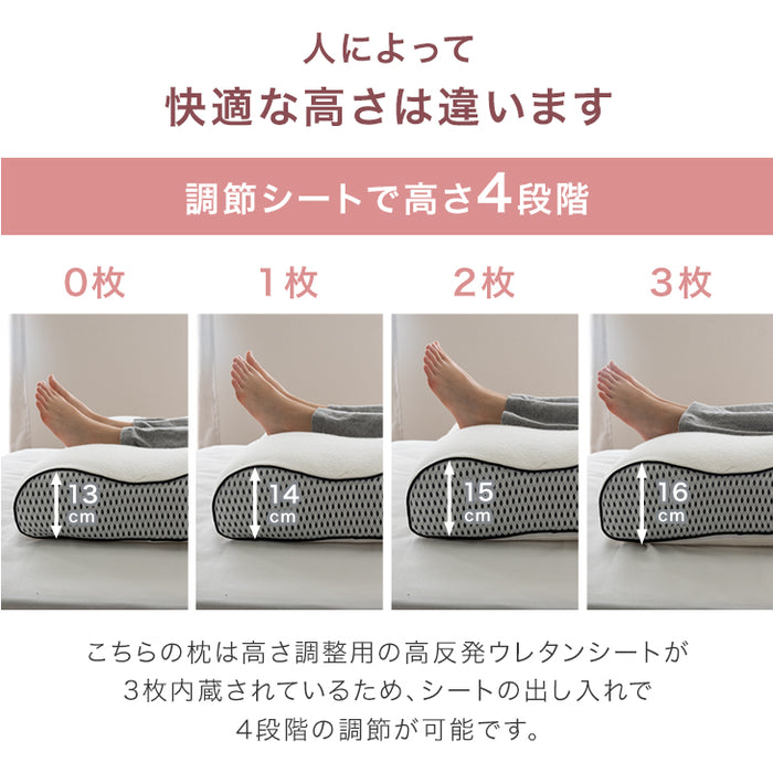 寝落ち姫の足枕 ポケットコイル＆低反発 枕 洗えるカバー 独自構造 防ダニ 抗菌 高さ調整〔17810134〕