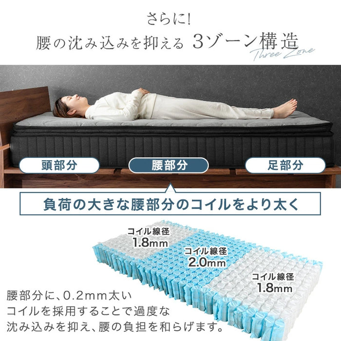 【新発売記念フェア】[ダブル] 選べる寝心地！ 硬さ調整 ピロートップ マットレス 抗菌 防臭 リバーシブル ポケットコイル 〔17810143〕