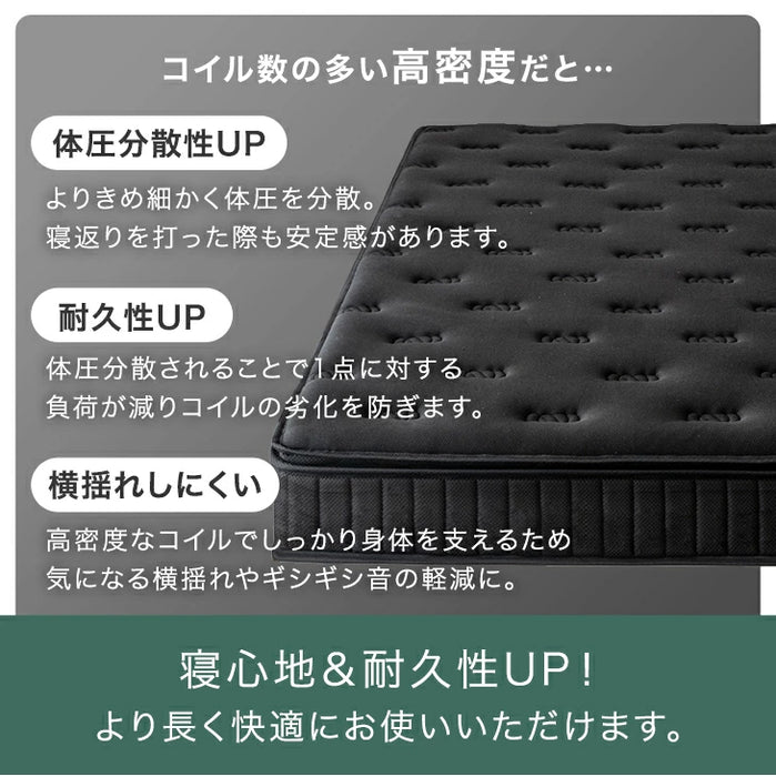 [セミダブル] 極厚22cm 高反発ピロートップ ボンネルコイル マットレス 抗菌 防臭 防ダニ〔17810150〕
