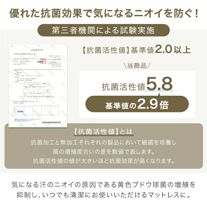 ［シングル］RENEW 寝心地UP 贅沢2層 ポケットコイルマットレス 極厚22cm 高反発ウレタン 抗菌 防臭〔17810160〕