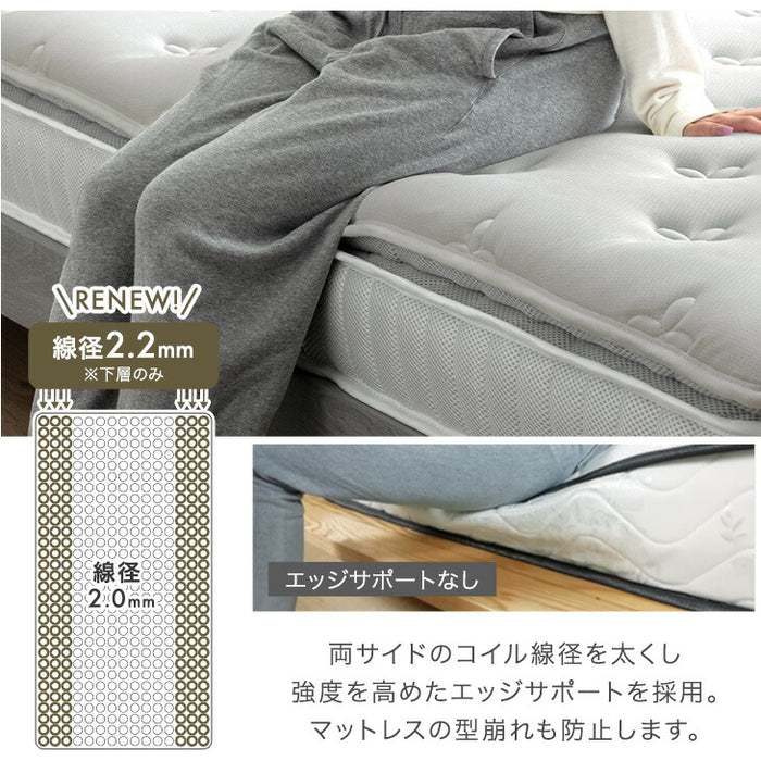 2層ポケットコイルマットレス ［幅97cm シングル］ 極厚22cm 高反発