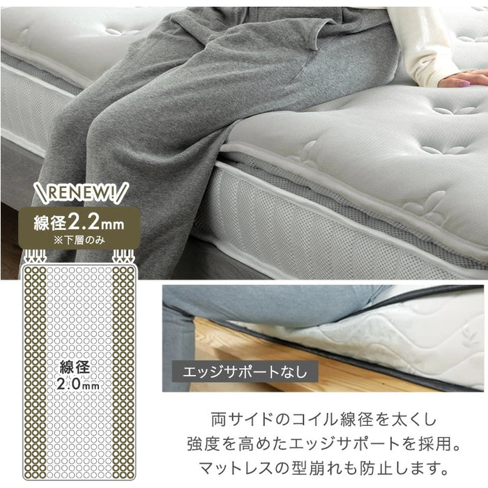 シングル］RENEW 寝心地UP 贅沢2層 ポケットコイルマットレス 極厚22cm