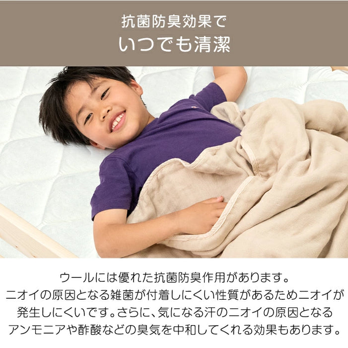 ［2枚セット］RENEW ベッドにぴったり 国産 3層敷布団 コンパクト 羊毛混 綿100％ 抗菌 防臭 小さめ 日本製 軽量 3層 2段ベッド用〔18510034〕