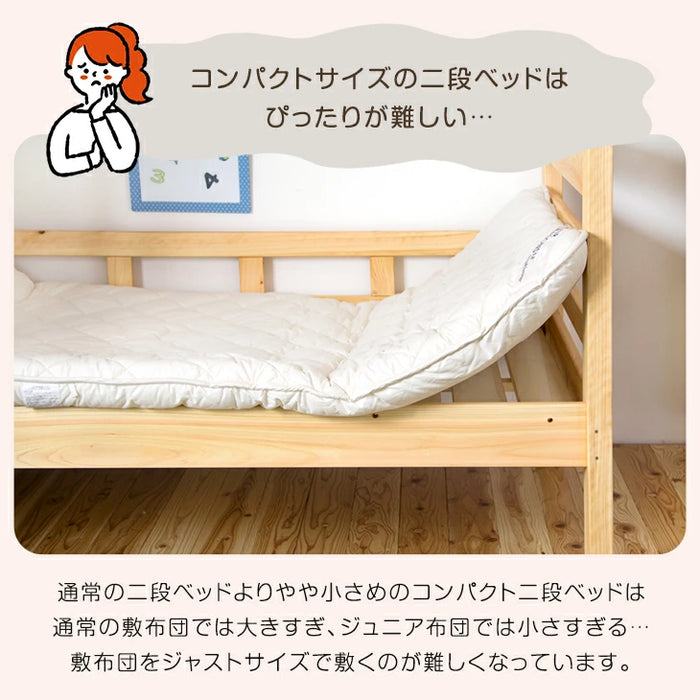［2枚セット］RENEW ベッドにぴったり 国産 3層敷布団 コンパクト 羊毛混 綿100％ 抗菌 防臭 小さめ 日本製 軽量 3層 2段ベッド用〔18510034〕